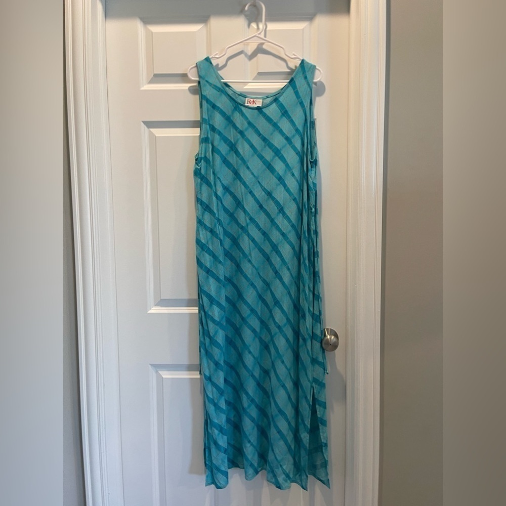 R&K 90’s Vintage Sleeveless Blue Maxi Dress 12